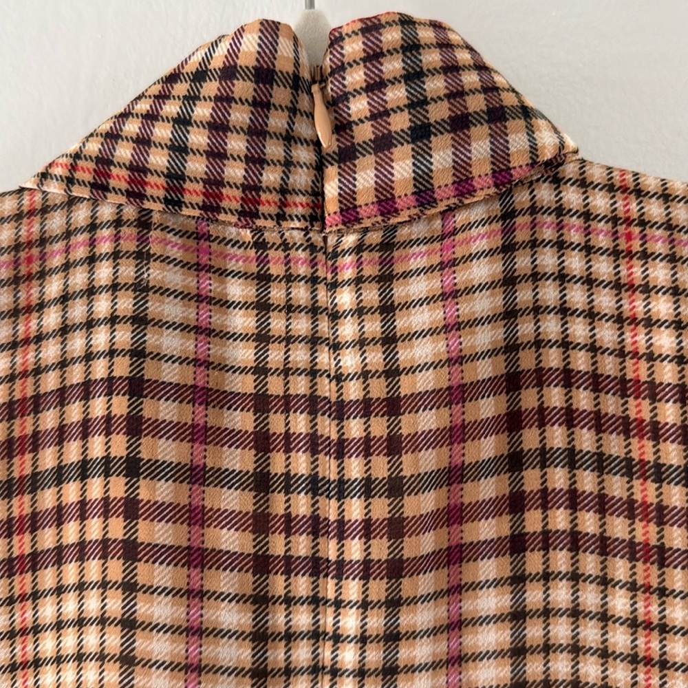 Ann Taylor Plaid Side Tie Mock Neck Shell - Picture 5 of 5